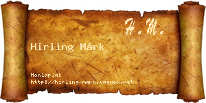 Hirling Márk névjegykártya
